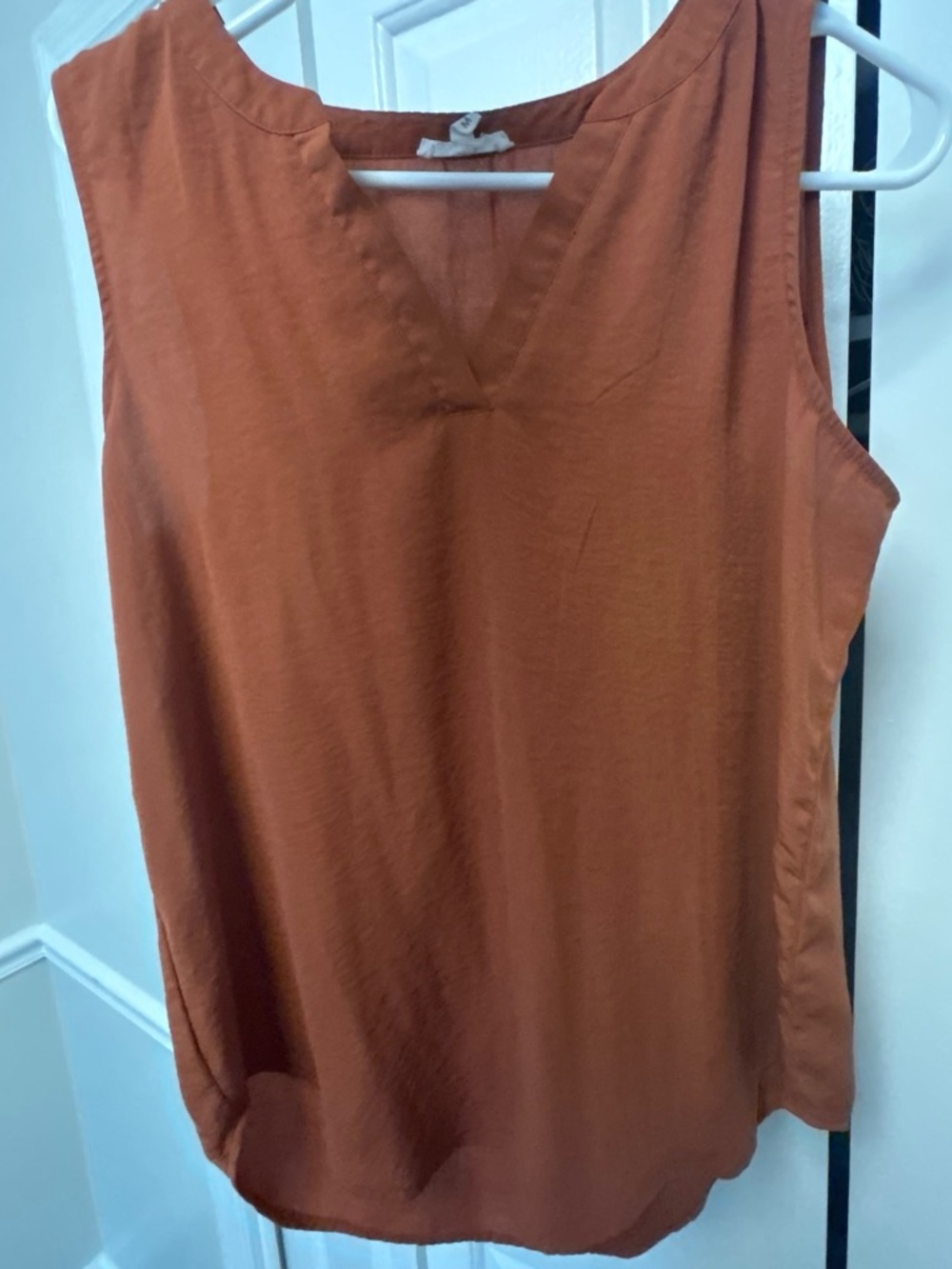 Maurices Sleeveless V-Neck Tank Top in Rust Orange